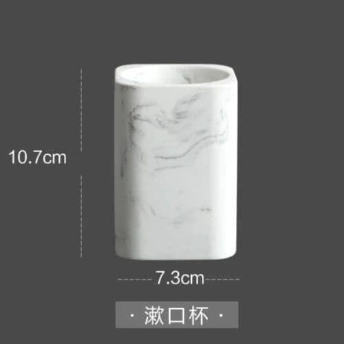 image-Bathroom Four Piece Set Resin Marble Bathroom Set Wash Sets Lotion Bottle Mouthwash Cup Cotton Swab Box Tray Soap Dispenser
