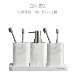 image-Bathroom Four Piece Set Resin Marble Bathroom Set Wash Sets Lotion Bottle Mouthwash Cup Cotton Swab Box Tray Soap Dispenser