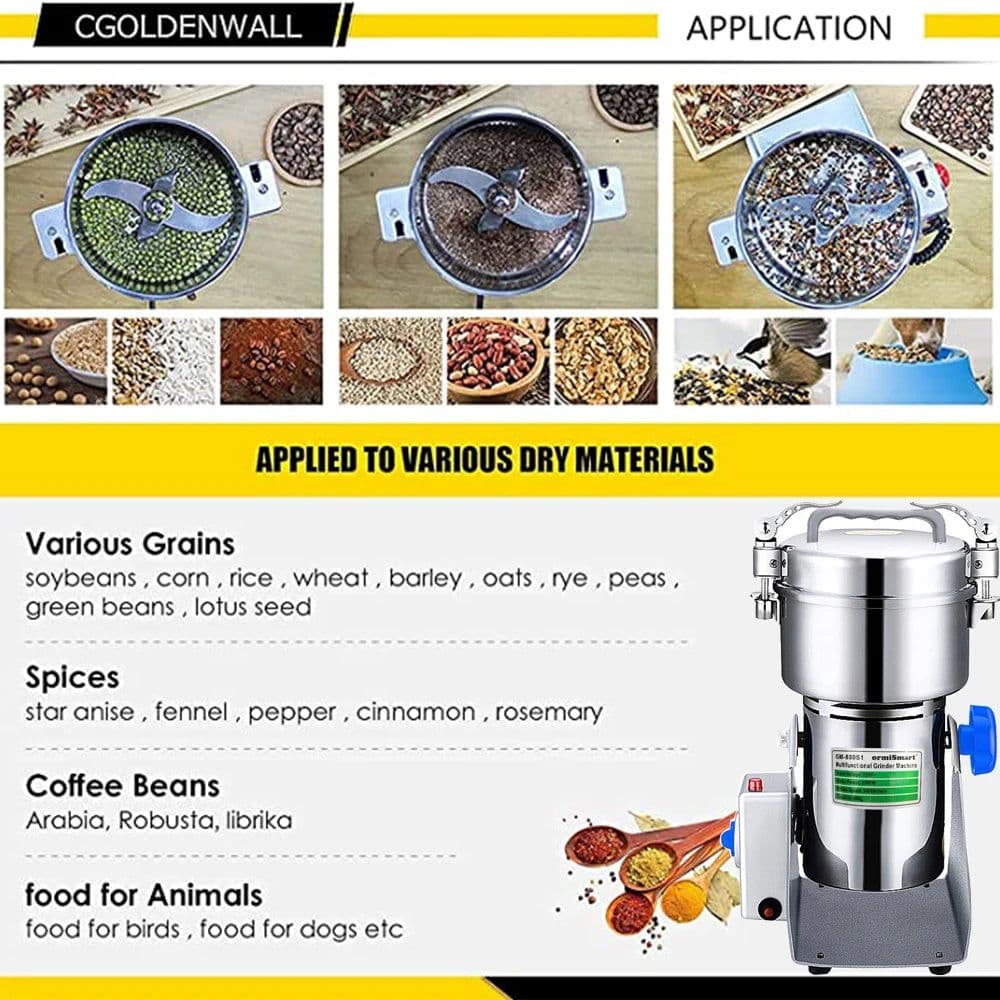 image-800G Spice Grinder Grain Herb Spices Mill Coffee Grinder Machine Swing Type Grains Grinder Medicine Wheat Mixer Dry Food Grinder