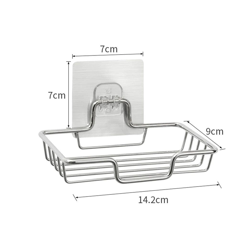 image-Soap Rack Wall Mounted Soap Holder Stainless Steel Soap Sponge Dish Bathroom Accessories Soap Dishes Self Adhesive