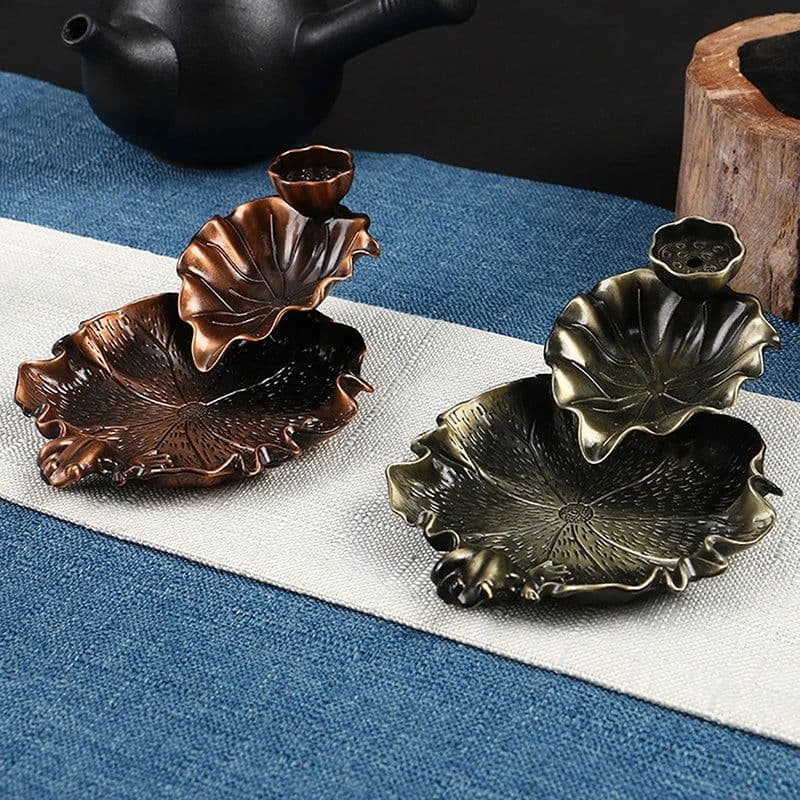 image-Leaf Tower Incense Ceramic Burner Fragrance Holder Backflow Censer Creative Aromatherapy Smoke Reflux Incense Stick Incense 1PC