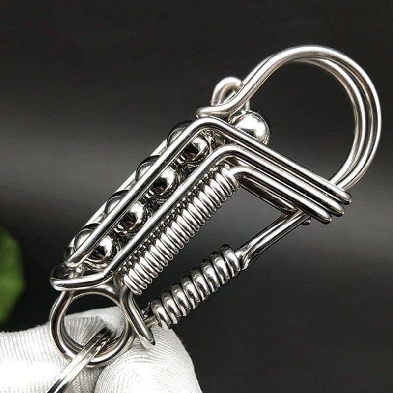 image-Stainless Steel Handicraft Key Buckle Hanging Pendant Matte Color Bead Trinket Car Keyring Creative Lovers Gift Small Decoration