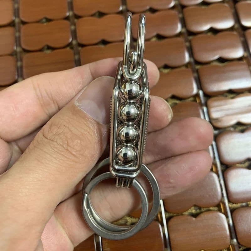image-Stainless Steel Handicraft Key Buckle Hanging Pendant Matte Color Bead Trinket Car Keyring Creative Lovers Gift Small Decoration