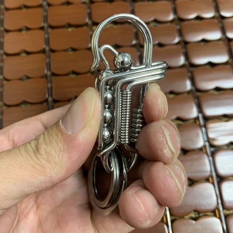 image-Stainless Steel Handicraft Key Buckle Hanging Pendant Matte Color Bead Trinket Car Keyring Creative Lovers Gift Small Decoration