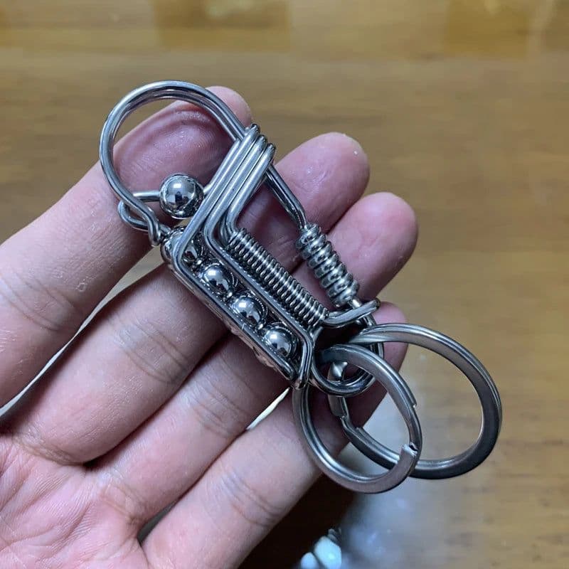 image-Stainless Steel Handicraft Key Buckle Hanging Pendant Matte Color Bead Trinket Car Keyring Creative Lovers Gift Small Decoration