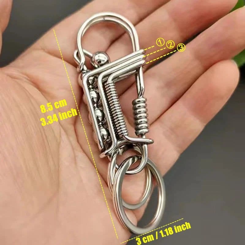 image-Stainless Steel Handicraft Key Buckle Hanging Pendant Matte Color Bead Trinket Car Keyring Creative Lovers Gift Small Decoration