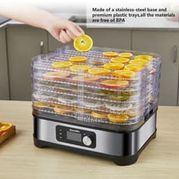 image-BioloMix BPA FREE 5 Trays Food Dryer Dehydrator with Digital Timer and Temperature Control for Fruit Vegetable Meat Beef Jerky