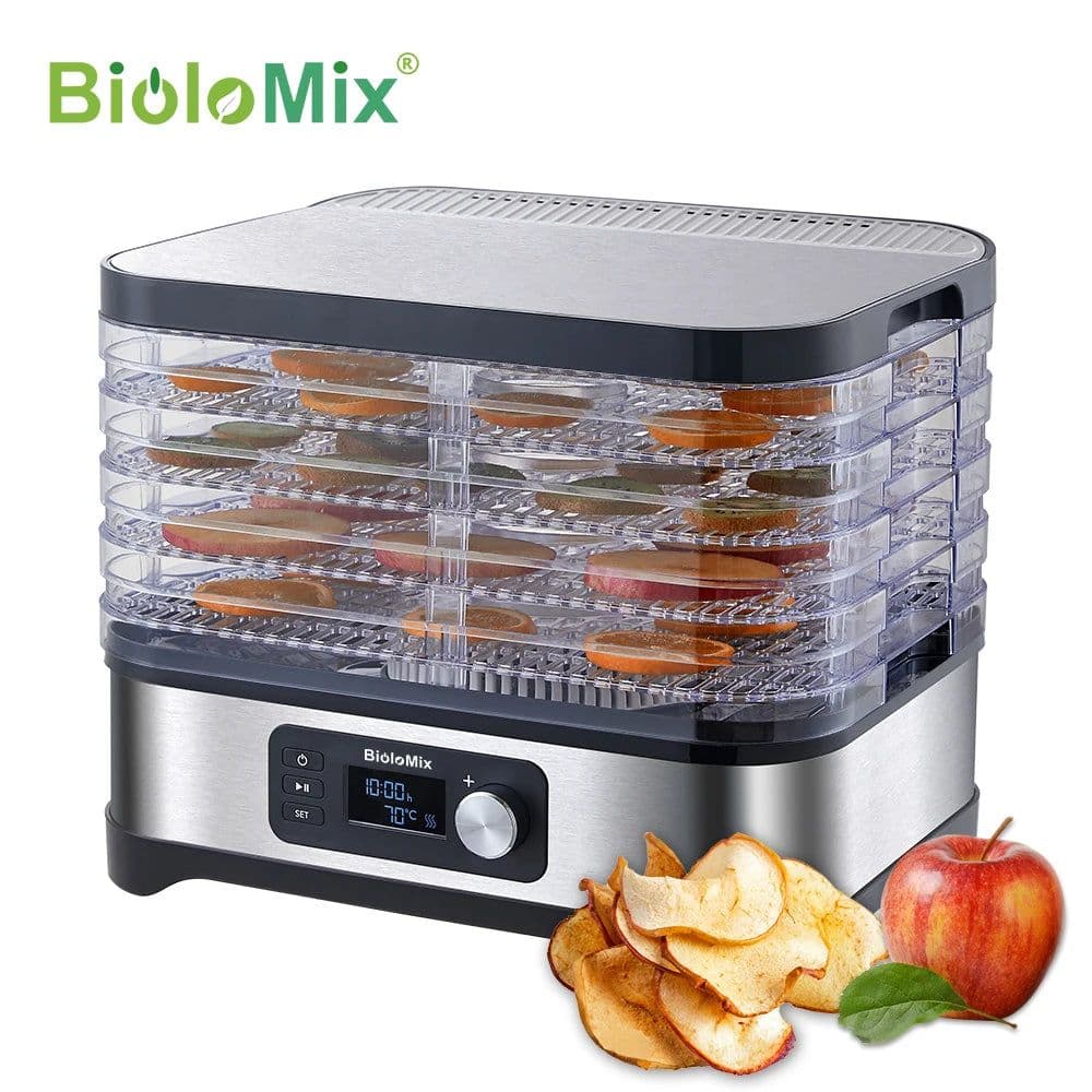 image-BioloMix BPA FREE 5 Trays Food Dryer Dehydrator with Digital Timer and Temperature Control for Fruit Vegetable Meat Beef Jerky