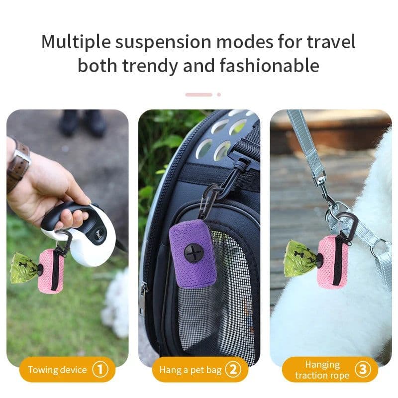 image-Dog Poop Bag Dispenser Hangingable Dog Poop Bag Holder Poo Bags Dispenser for Dogs Walking Garbage Bags Dispensers Pet Supplies