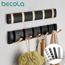 image-Becola Door Hanger Clothes Hook Towel Holder Wall mounted Racks For Towels Golden Bathroom Accessories Bag Hangers Small Hooks