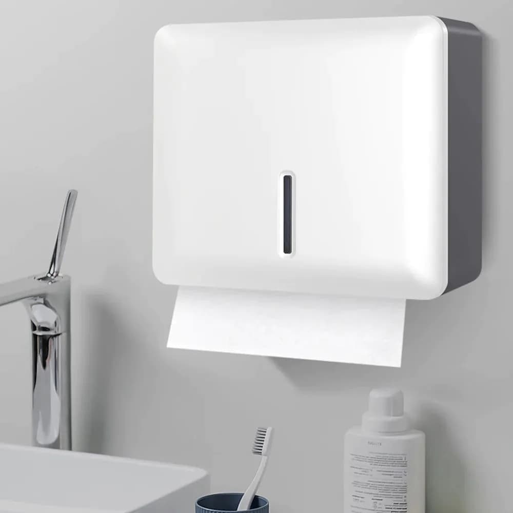 image-Bathroom Tissue Dispenser Wall-mounted Paper Towel Holder Punch Free Hand Towel Dispenser for Kitchen Toilet Paper Holder