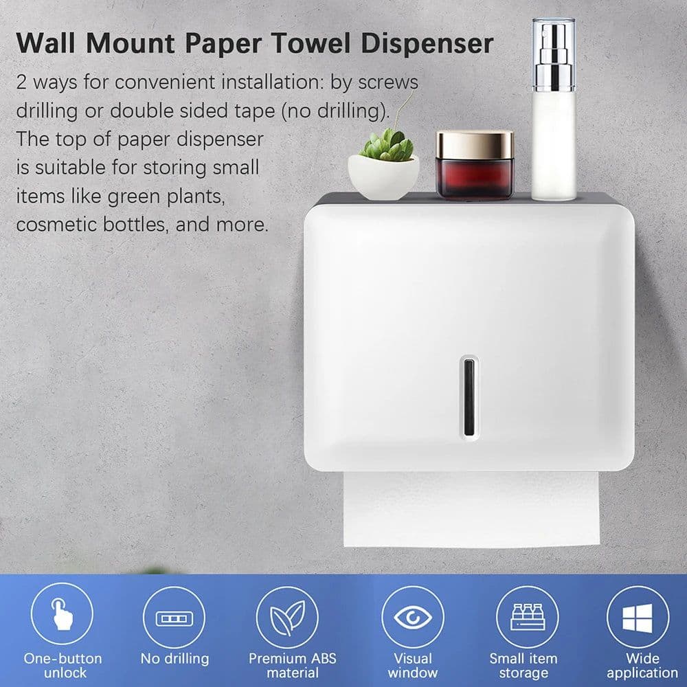 image-Bathroom Tissue Dispenser Wall-mounted Paper Towel Holder Punch Free Hand Towel Dispenser for Kitchen Toilet Paper Holder