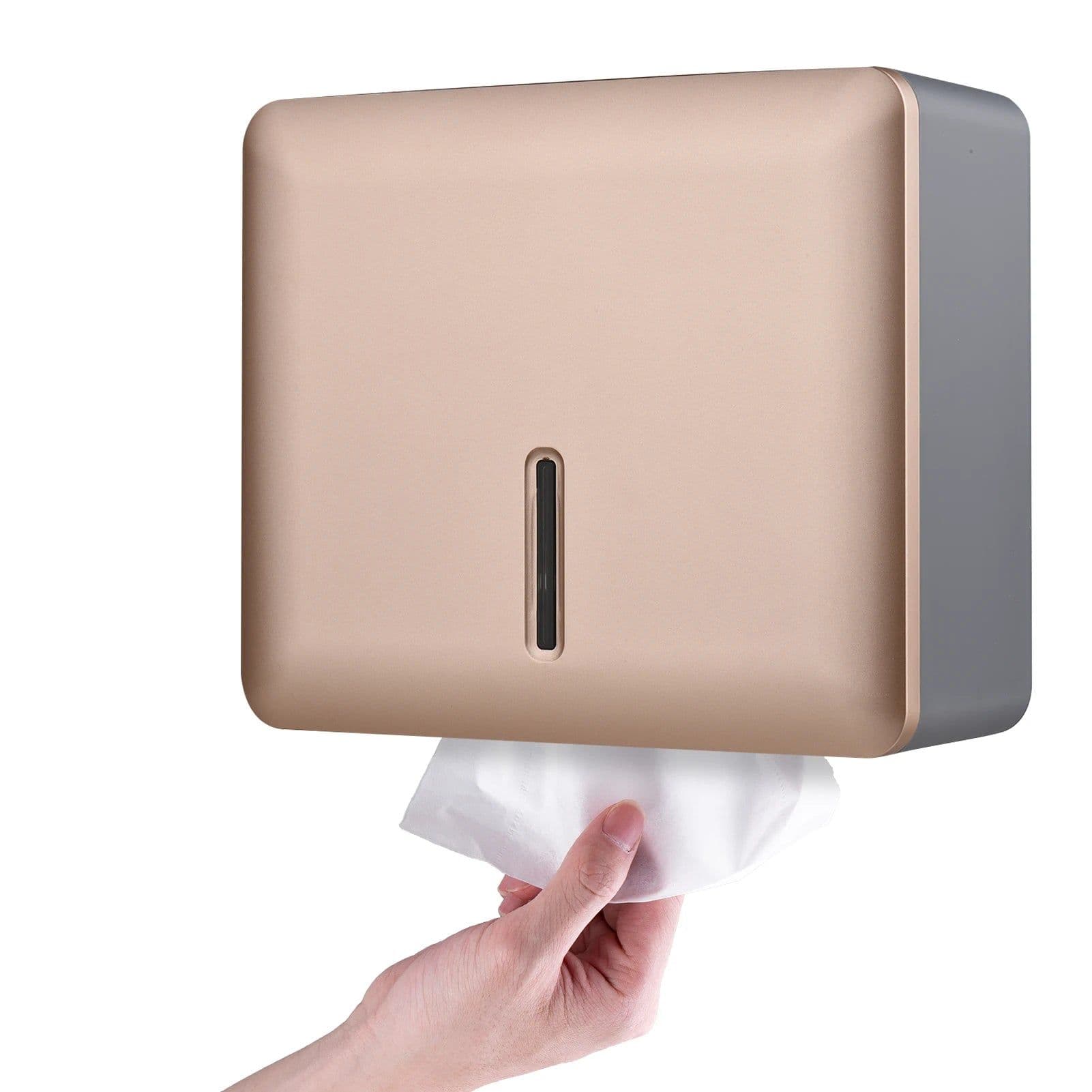 image-Bathroom Tissue Dispenser Wall-mounted Paper Towel Holder Punch Free Hand Towel Dispenser for Kitchen Toilet Paper Holder