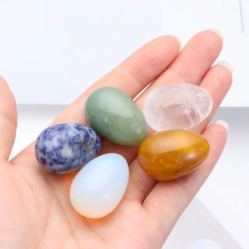 image-Natural Crystal Stone Egg Polished Agate Quartz Obsidian Minerale Jewelry Transfer Home Decoration Healing Craft DIY Gift Toy