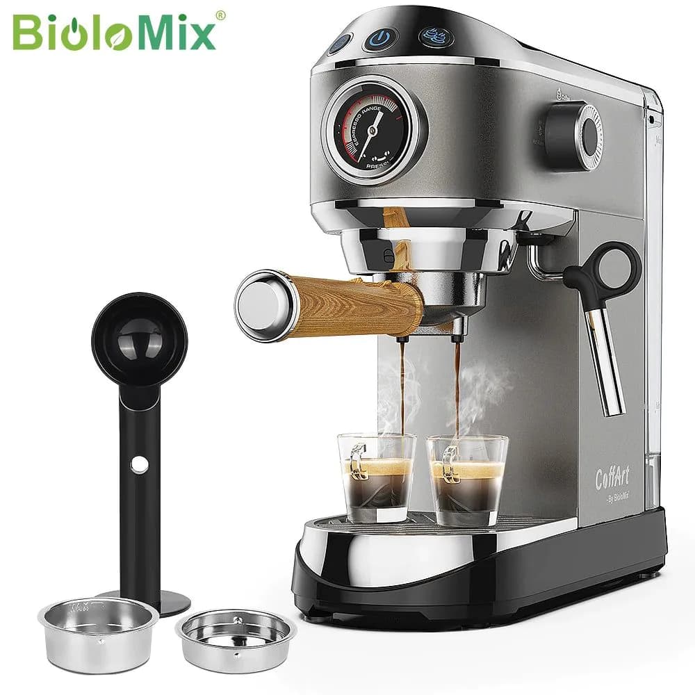 image-BioloMix 20 Bar Semi Automatic Coffee Machine, with Milk Steam Frother Wand,for Espresso,Cappuccino,Latte and Mocha