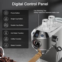 image-BioloMix 20 Bar Semi Automatic Coffee Machine, with Milk Steam Frother Wand,for Espresso,Cappuccino,Latte and Mocha