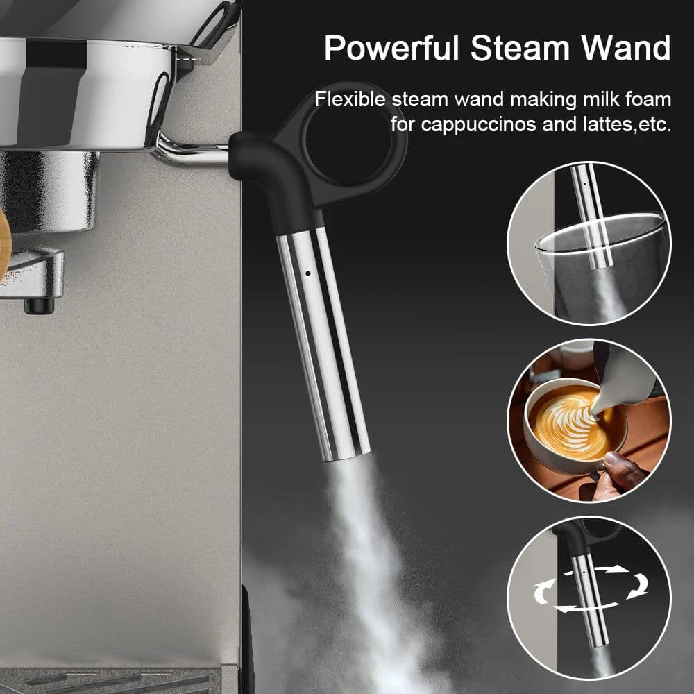 image-BioloMix 20 Bar Semi Automatic Coffee Machine, with Milk Steam Frother Wand,for Espresso,Cappuccino,Latte and Mocha