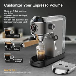 image-BioloMix 20 Bar Semi Automatic Coffee Machine, with Milk Steam Frother Wand,for Espresso,Cappuccino,Latte and Mocha