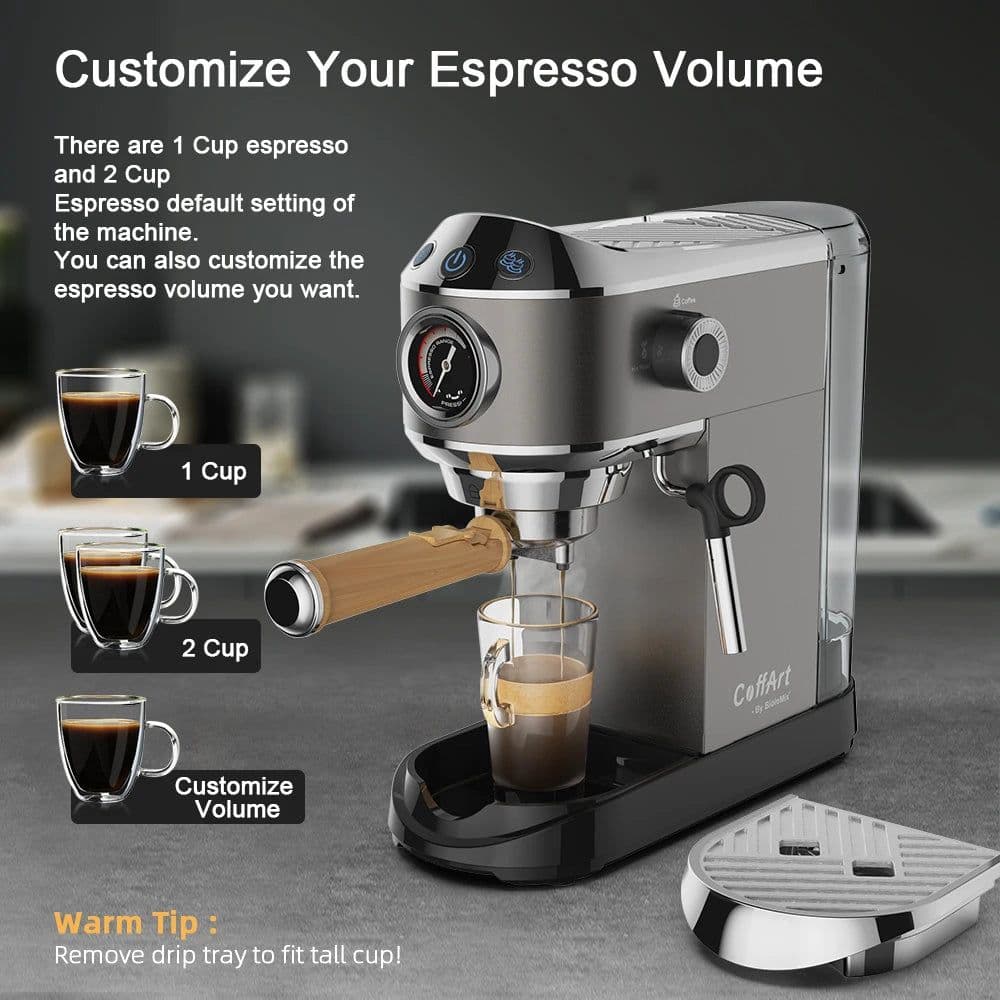 image-BioloMix 20 Bar Semi Automatic Coffee Machine, with Milk Steam Frother Wand,for Espresso,Cappuccino,Latte and Mocha