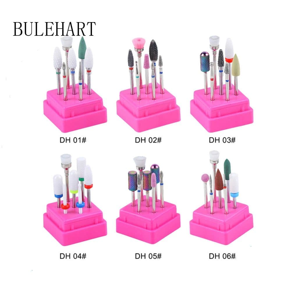 image-Combined Milling Cutters Set For Manicure , Ceramic Nail Drill Bits Kit Electric Removing Gel Polishing Tools