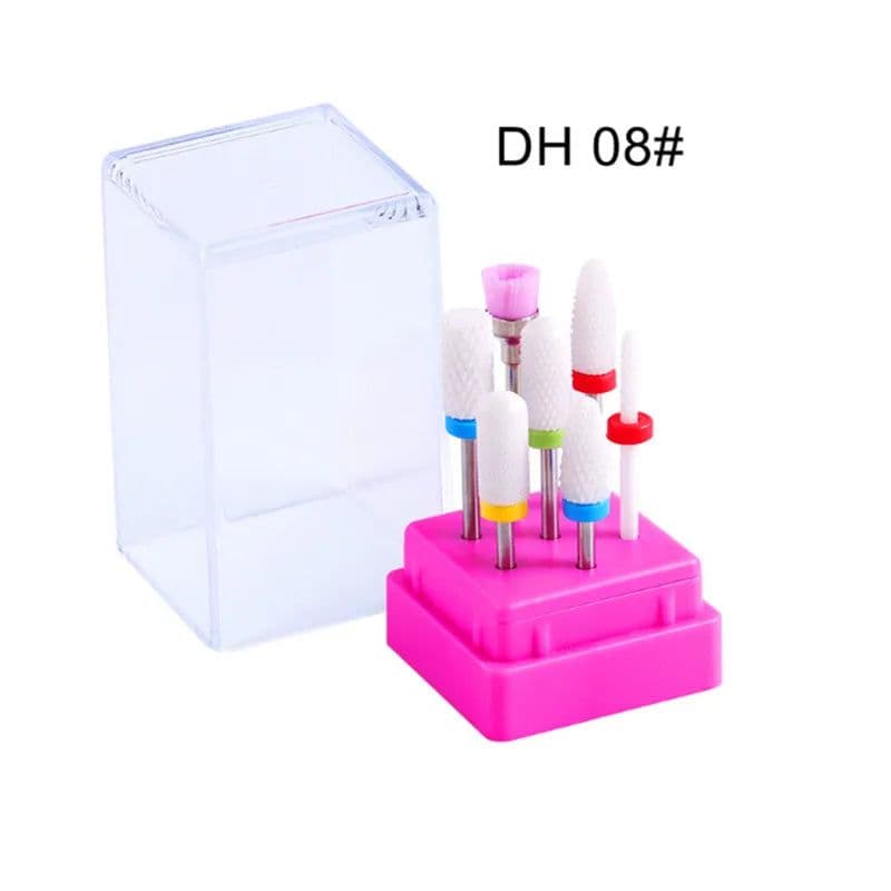 image-Combined Milling Cutters Set For Manicure , Ceramic Nail Drill Bits Kit Electric Removing Gel Polishing Tools
