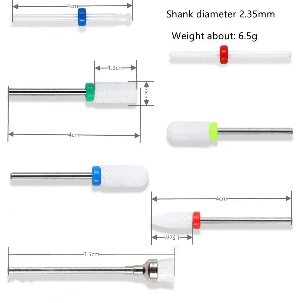 image-Combined Milling Cutters Set For Manicure , Ceramic Nail Drill Bits Kit Electric Removing Gel Polishing Tools