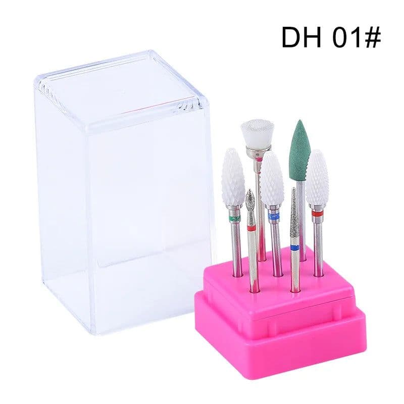image-Combined Milling Cutters Set For Manicure , Ceramic Nail Drill Bits Kit Electric Removing Gel Polishing Tools