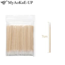 image-300pcs Disposable Ultra-small Cotton Swab Lint Free Micro Brushes Wood Cotton Buds Swabs Eyelash Extension Glue Removing Tools
