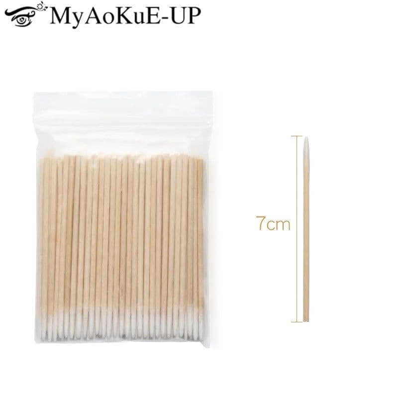 image-300pcs Disposable Ultra-small Cotton Swab Lint Free Micro Brushes Wood Cotton Buds Swabs Eyelash Extension Glue Removing Tools