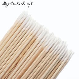 image-300pcs Disposable Ultra-small Cotton Swab Lint Free Micro Brushes Wood Cotton Buds Swabs Eyelash Extension Glue Removing Tools