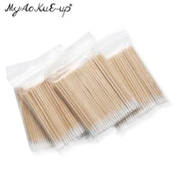 image-300pcs Disposable Ultra-small Cotton Swab Lint Free Micro Brushes Wood Cotton Buds Swabs Eyelash Extension Glue Removing Tools