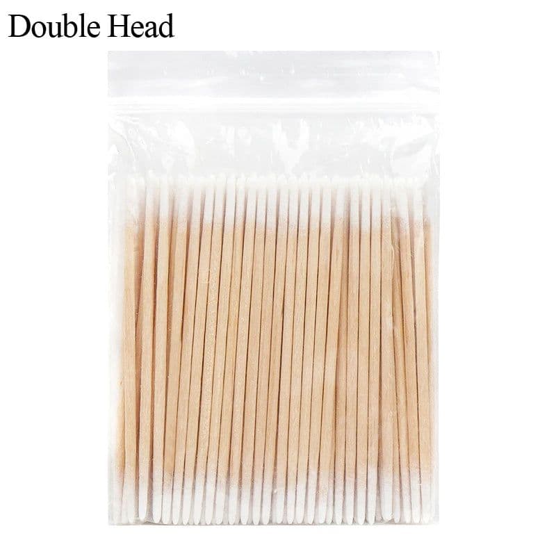 image-300pcs Disposable Ultra-small Cotton Swab Lint Free Micro Brushes Wood Cotton Buds Swabs Eyelash Extension Glue Removing Tools