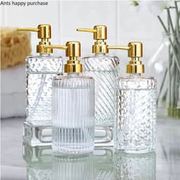image-Transparent Glass Lotion Bottle Hand Sanitizer Bottle Shampoo Bottles Shower Gel Bottles Bathroom Accessories Soap Dispenser