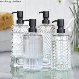image-Transparent Glass Lotion Bottle Hand Sanitizer Bottle Shampoo Bottles Shower Gel Bottles Bathroom Accessories Soap Dispenser