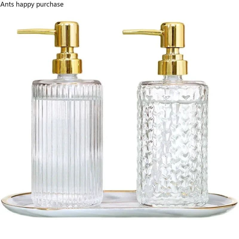 image-Transparent Glass Lotion Bottle Hand Sanitizer Bottle Shampoo Bottles Shower Gel Bottles Bathroom Accessories Soap Dispenser