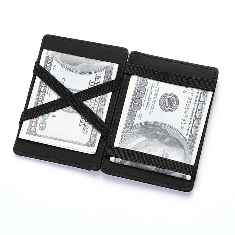 image-New Slim Men Male PU Leather Mini Small Magic Wallets Ultra Thin Zipper Coin Purse Pouch Plastic Credit Bank Card Case Holder