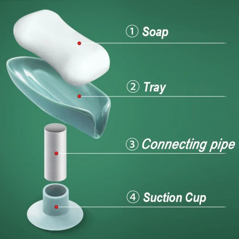 image-Suction Cup Soap dish For bathroom Shower Portable Leaf Soap Holder Plastic Sponge Tray For Kitchen Bathroom accessories