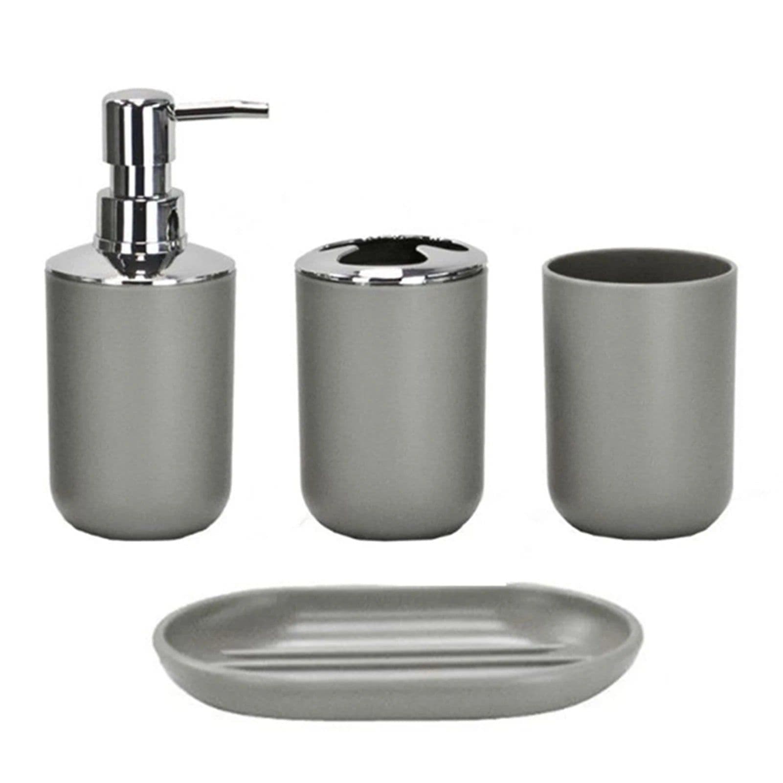 image-4pcs Bathroom Toothbrush Holder Soap Dish Tumbler Mouthwash Cup Liquid Press Bottle Set Home Bathroom Wash Supplies Accessories