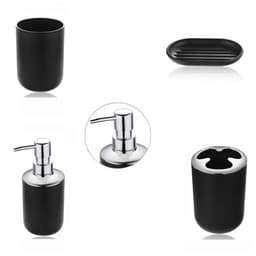 image-4pcs Bathroom Toothbrush Holder Soap Dish Tumbler Mouthwash Cup Liquid Press Bottle Set Home Bathroom Wash Supplies Accessories