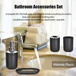 image-4pcs Bathroom Toothbrush Holder Soap Dish Tumbler Mouthwash Cup Liquid Press Bottle Set Home Bathroom Wash Supplies Accessories