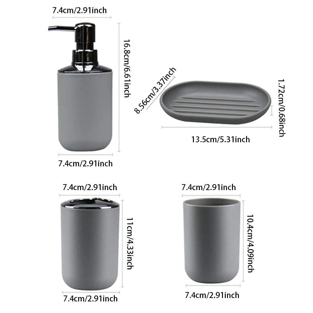 image-4pcs Bathroom Toothbrush Holder Soap Dish Tumbler Mouthwash Cup Liquid Press Bottle Set Home Bathroom Wash Supplies Accessories