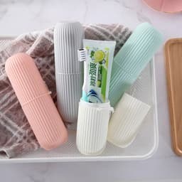 image-Toothbrush Cup with Cap Creative Toothpaste Holder Portable Storage Case Box Organizer Toiletries Storage Cup Travel Gadgets