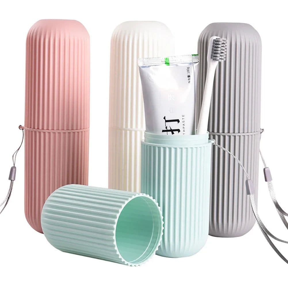 image-Toothbrush Cup with Cap Creative Toothpaste Holder Portable Storage Case Box Organizer Toiletries Storage Cup Travel Gadgets