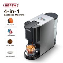 image-HiBREW Coffee Machine 4in1 Multiple Capsule Espresso Dolce Milk&Nespresso&ESE Pod&Powder Coffee Maker Stainless Metal Outook H3