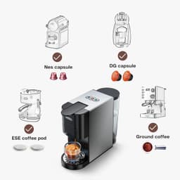 image-HiBREW Coffee Machine 4in1 Multiple Capsule Espresso Dolce Milk&Nespresso&ESE Pod&Powder Coffee Maker Stainless Metal Outook H3