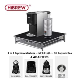 image-HiBREW Coffee Machine 4in1 Multiple Capsule Espresso Dolce Milk&Nespresso&ESE Pod&Powder Coffee Maker Stainless Metal Outook H3