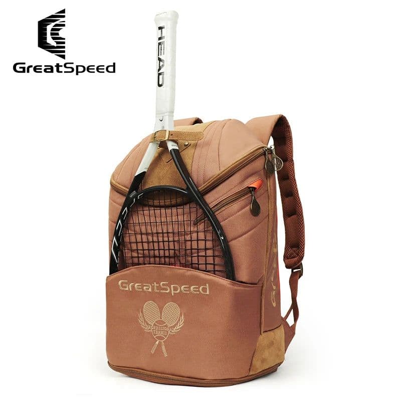 image-Unisex Portable GreatSpeed Tennis Backpack Limited Edition Khaki Polyester Badminton Squash Padel Storage Bag Gym Sport Backpack