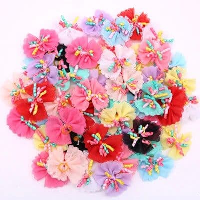 image-20PCS Cute Handmade Small Puppy Dog Hair Bows Pet Dog Hair Accessories Flower Bows Dog Grooming Bows for Small Dogs Pet Products