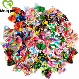 image-20PCS Cute Handmade Small Puppy Dog Hair Bows Pet Dog Hair Accessories Flower Bows Dog Grooming Bows for Small Dogs Pet Products