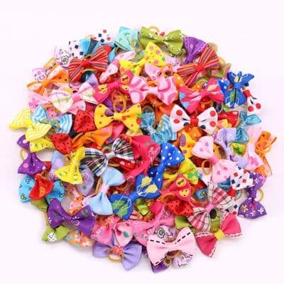 image-20PCS Cute Handmade Small Puppy Dog Hair Bows Pet Dog Hair Accessories Flower Bows Dog Grooming Bows for Small Dogs Pet Products